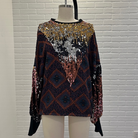 ZARA Patchwork Sequin Top - Picture 1 of 6